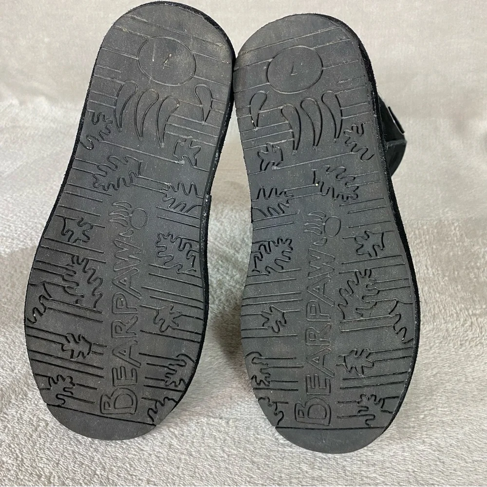 Bearpaw Emma Tall Boots‎ Womens Size 7 Black Suede Pull On Wool Blend Lining